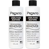 Pronto 100% Acetone Gel Nail Polish Remover - Polish Remover for Nails | Acetone Nail Polish Remover &amp; Acrylic Nail Remover for Removal of Glue &amp; Dip | Acrylic Nail Remover, 8 Fl oz 2 pack