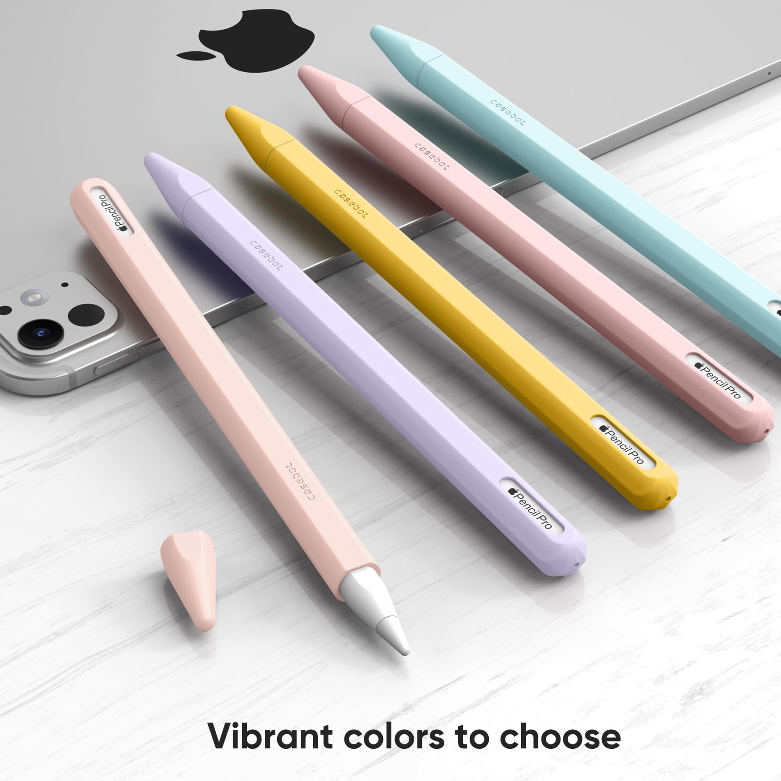 Fintie Silicone Sleeve for Apple Pencil Pro & Apple Pencil 2nd Generation, Light Pen Skin Case Cover Soft Protective Grip Holder with 2 Nib Covers Accessories, Pink Sand