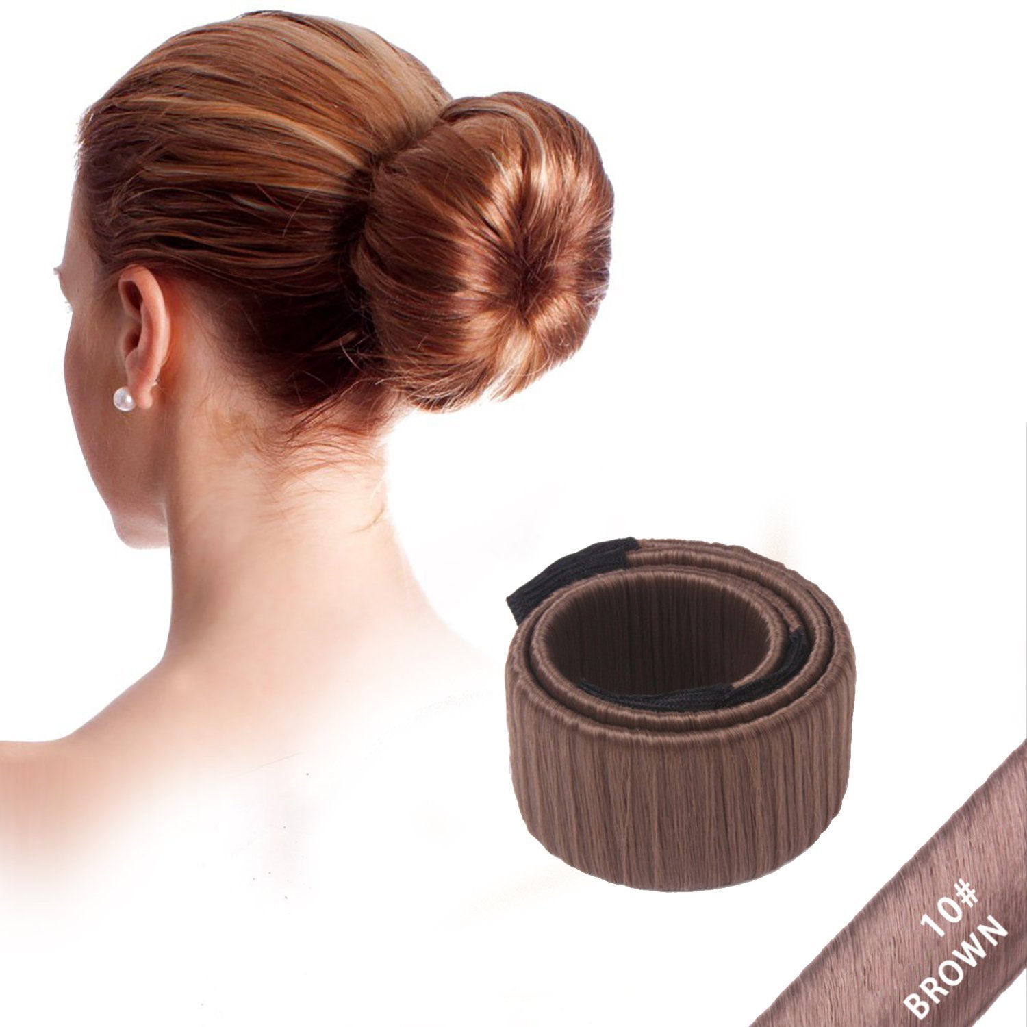 CareforYou Fashion Hair Styling Disk Hair Donut Former Foam French Twist Magic DIY Tool Bun Make (Reddish brown)