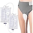 Wearable Urine Collection Set with 2 Drainage Bags (1000ml/2000ml), Reusable Silicone Urine 1.2M Catheter Bag for Men Grey