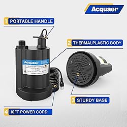 Acquaer 1/3 HP Submersible Water Pump 2160GPH Sump