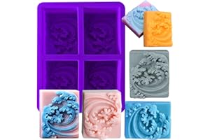 SIQINZONGWA Ocean Wave Soap Molds, Sea Wave Silicone Soap Molds for Rectangle Nautical Wave Swirls Pattern Soap DIY Homemade Craft Soap Candle Making
