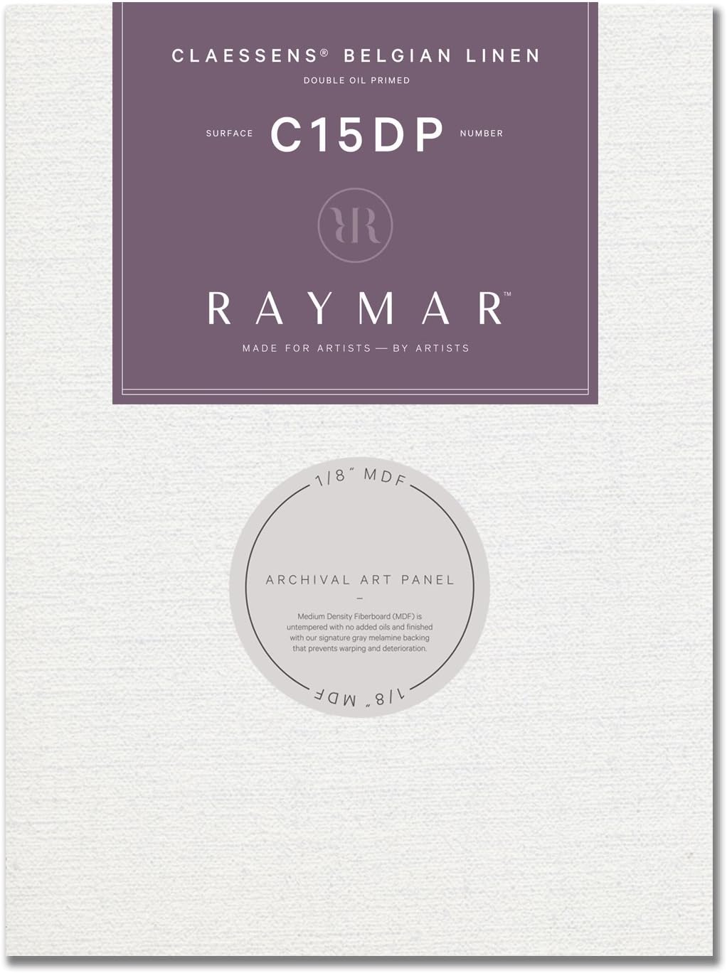 Claessens #15 Double Oil Primed Linen - 1/8" RayMar Panel - 9" x 12" Panel