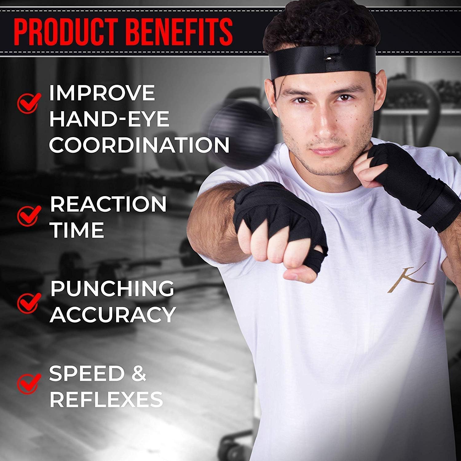 Boxing Reflex Ball for Adults and Kids - React Reflex Balls on String with Headband, Carry Bag and Hand Wraps - Improve Hand Eye Coordination, Punching Speed, Fight Reaction (2 Difficulty Level Balls) : Sports & Outdoors