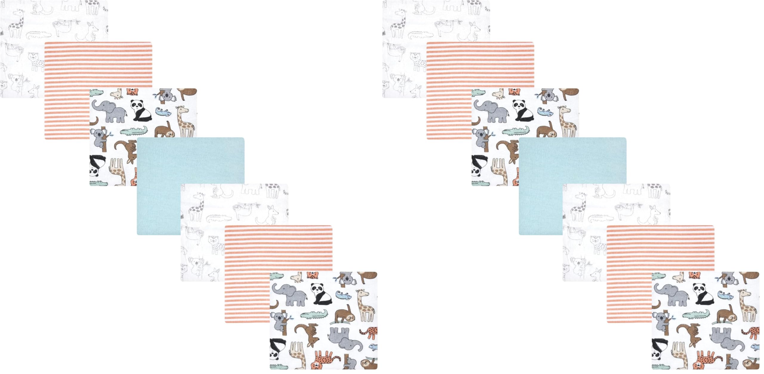 Hudson Baby Unisex Baby Cotton Flannel Receiving Blankets Bundle, Zoo Animals, One Size (Pack of 2) Image