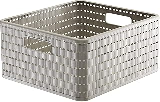 Rotho Country Aufbewahrungskiste 14l in Rattan-Optik, Kunststoff (PP) BPA-frei, cappuccino, 14l (32,8 x 30,0 x 16,0 cm)