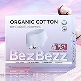 Organic Cotton Disposable Period Underwear for Women, Postpartum Diapers, Incontinence Pads for Sensitive Skin, Unscented, 360° Leakproof Panties Heavy Flow Overnight, Size L/XL, 10 Count