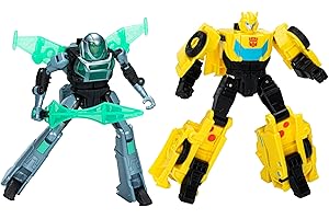 Transformers EarthSpark Cyber-Combiner Bumblebee and Mo Malto Robot Action Figures, Interactive Toys for Boys and Girls Ages 6 and Up