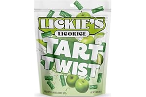 Lickies Licorice Tart Apple Licorice Bites | Gourmet Licorice Candy Twists | Vintage Licorice | Vegan, Certified Kosher, Low Fat | 14 Ounces - Resealable Bag
