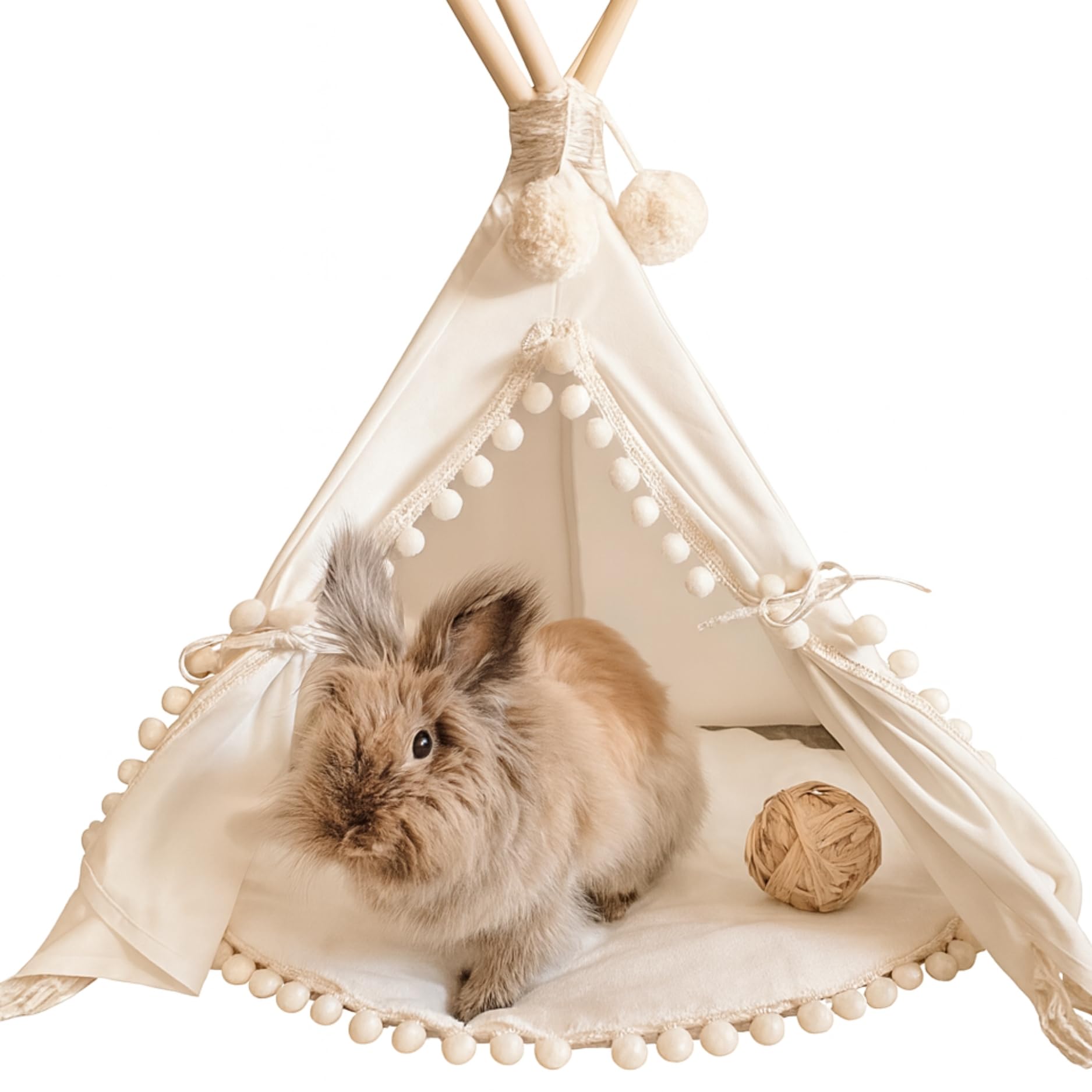 MINICAMP Rabbit Hideaway - Cozy Small Dog Bed - Stylish Cat Teepee - Cute Tent for Bunny, Puppy, Guinea Pig and Small Animals - Made with 100% Cotton, Hypoallergenic - Pet Accessories for Indoor