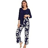 WiWi Pajamas Set for Women Super Soft 3/4 Sleeve Tops and Pants Pajama Sets Cooling Viscose Bamboo Pjs with Pockets S-XXL