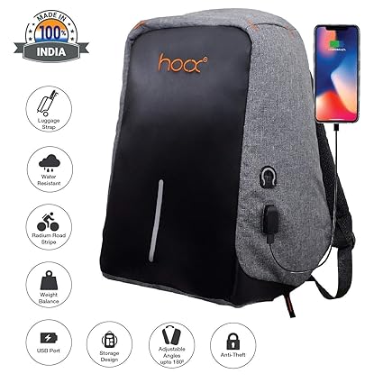 Hoox 16-inch Anti Theft Business Laptop Bag (Gray)