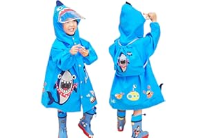 FEWLBY Kids Raincoat Boys Girls Toddler Rain Poncho Waterpoof Rain Jacket Children Cartoon Rainwear 4-6 Years