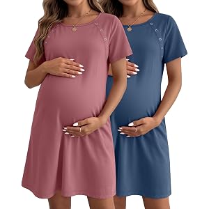 Huukeay 2 Pack Labor and Delivery Hospital Gown | Women Nursing Birthing Maternity Dress, 3 In1 Breastfeeding Nightgown, Butt
