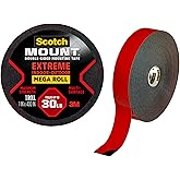 Scotch-Mount Double Sided Mounting Tape Heavy Duty, Black Extreme Mounting Tape, 1 Roll Adhesive Tape, 1 in x 400 in Wall Tap
