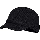 Croogo Winter Beanie Hats with Brim Thick Fleece Knit Hat Visor Beanie Ski Cap Slouchy Unisex