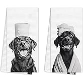 EGBTL Funny Black Labrador Retriever Bathroom Hand Towels Set of 2, Black Lab Gifts Hand Towels for Bathroom Washroom Spa Gym Decor, Gifts for Labrador Dog Lovers, 16x24 Inches