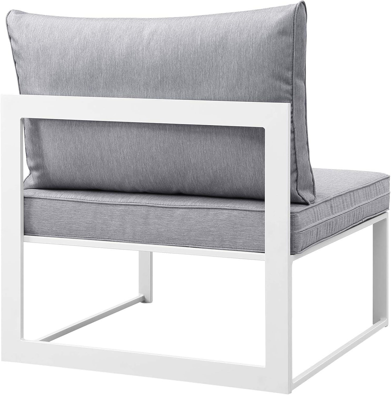 Modway Fortuna Aluminum Outdoor Patio Armless Chair in White Gray : Garden & Outdoor