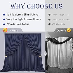 Wrinkle Free Navy Blue Backdrop Curtains for Party