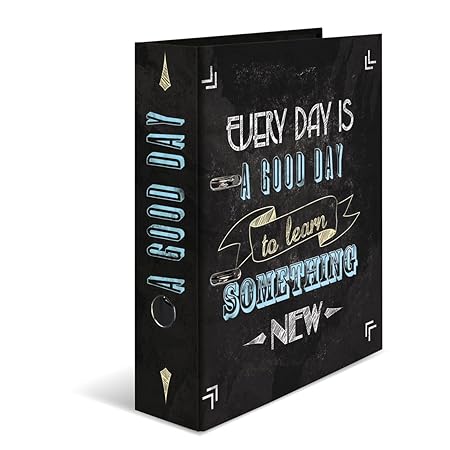 Herma 7075 Karton Motivordner DIN A4, Serie Shabby Chic, Design Good Day, 70 mm breit, 1 Ordner, mit Innendruck