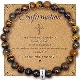 8mm Tiger eye bead Christian bracelet Black Cross Beaded Bracelet Religious men's jewelry gift