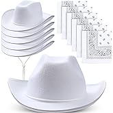 6 Sets Adult Cowboy Hat for Women and Men Western Cowgirl Hats with Adjustable Drawstring and Cowboy Party Paisley Bandana