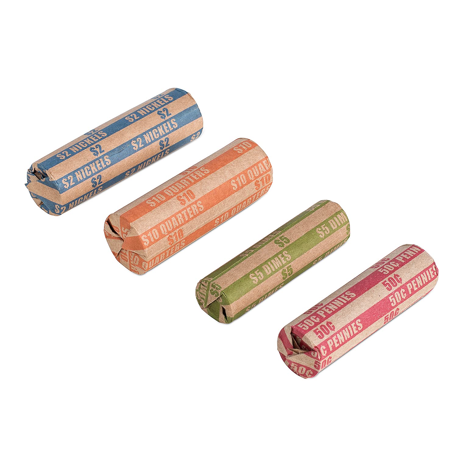 Coin Wrappers Assorted 250 PCS Flat Coin Rolls