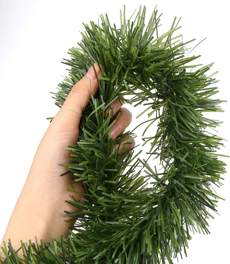 VEYLIN Green Christmas Tinsel Garland Decoration, 50 Feet/15.5 Meters Artificial Xmas Garland Stem for Holiday Outdoor Indoor Supplies - Image 5