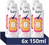 Sure Women Bright Bouquet Deodorant Body Spray 150ml Pack of 6 - Strawberry view 1
