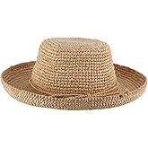 Scala Women's Crocheted Raffia Hat with Drawstring