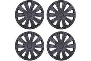 I1MOTOR 15 Inch Hubcaps Set of 4 Wheel Rim Cover Universal R15 Hub Caps Replacement ABS Material Exterior Accessories for Car Pickup Truck SUV (15-Inch, Matte Black)
