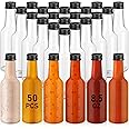 Zubebe 50Pcs Hot Sauce Bottles 8.5 oz Woozy Clear Empty Mini Liquor Plastic Alcohol Bottles with Leak Proof Screw Caps for Oil Milk Beverages Salad Dressing Birthday Party Favors