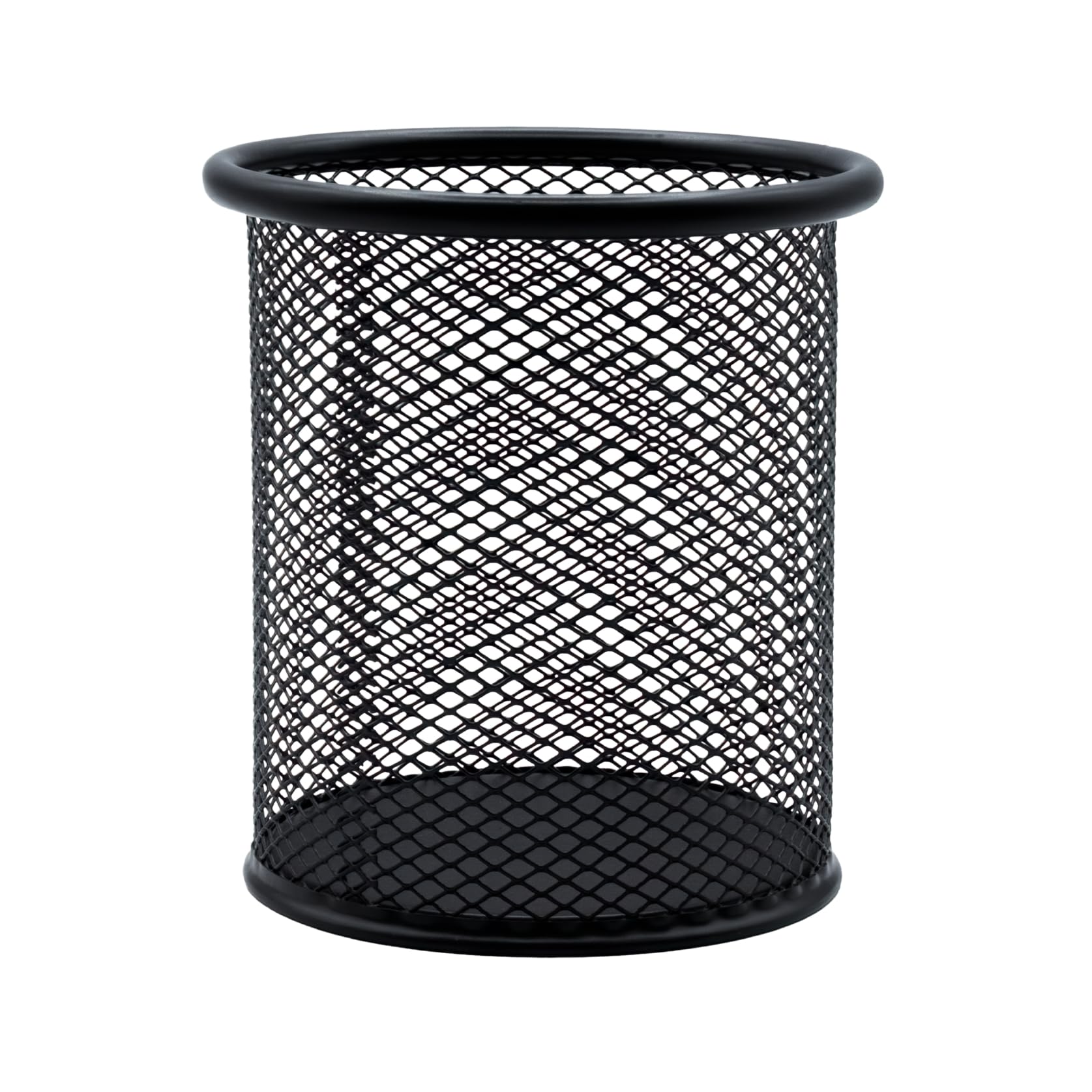 RAYLU PAPER® - Round Metal Mesh Desk Pen Holder, Grid Pencil Holder, Office Desk Organizer with 90mm Diameter (Graphite)