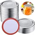 100 Pcs Mason Jar Lids, Wide Mouth Canning Lids,86MM Mason Jar Canning Lids, Reusable Leak Proof Split-Type Lids with Silicone Seals Rings
