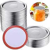 100 Pcs Mason Jar Lids, Wide Mouth Canning Lids,86MM Mason Jar Canning Lids, Reusable Leak Proof Split-Type Lids with Silicon