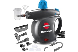 Outspurge Handheld Steam Cleaner, Pressurized Multi-Surface Steam Shot with 13 Accessories, Safety Lock, Steamer for Cleaning Floor, Upholstery, Grout, Windows, Couch and Car, Grey