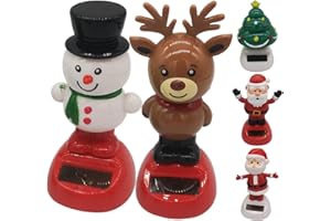 5Pcs Christmas Solar Dancing Toy, Car Shaking Head Bobblehead Dancer Doll, Christmas Theme Figure Bobble Head Toy, Dancing Sa