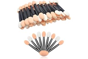 CIXLOGIC 50pcs Disposable Dual Sided Eyeshadow Brushes, Eye Shadow Applicator Sticks, Soft and Comfortable Sponge Tipped Eye 