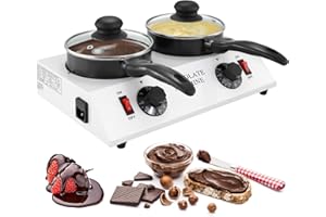 WICHEMI Chocolate Melting Pot Chocolate Warmer Chocolate Melter Chocolate Tempering Machine Pot for Home, Commercial Electric Melting for Chocolate, Butter, Cheese, Cream, Candy, Milk (Double Pots)