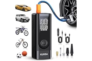 KUXISA Tire Inflator Portable Air Compressor,180PSI & 3X Faster Air Pump for Car Tires with Digital Pressure Gauge, 25000mAh Air Compressor for Car, Motorcycle, Bicycle, Ball and More