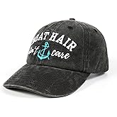 InnoBeta Boating Gifts for Women, Boat Hair Don't Care, Funny Adjustable Embroidered Hat Gifts Grey