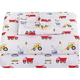 Softan Bed Linen Set for Kids, Twin Size, 3Pcs, Microfiber, Trucks Design, Deep Pocket