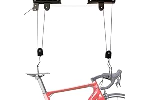Neature Ceiling Bike Rack Garage Hoist - 50lb Capacity Indoor Bike Storage Pulley System Apartment Hanging Lift Mount