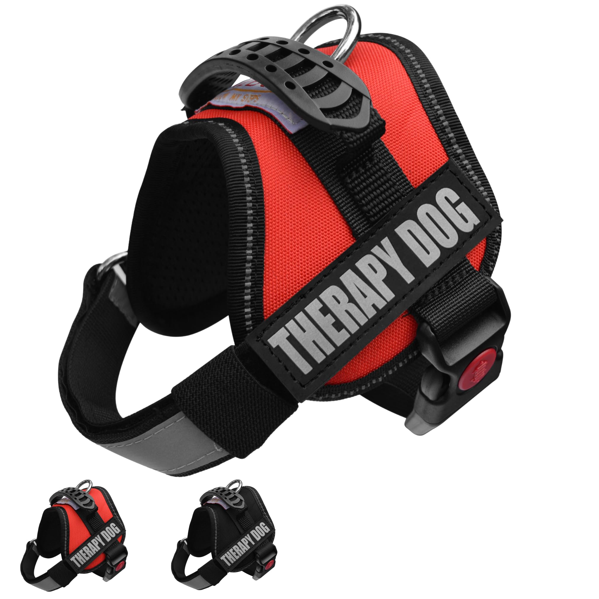Albcorp Reflective Therapy Dog Vest Harness, Woven Nylon, Adjustable Service Animal Jacket, with 2 Hook and Loop Therapy Dog Removable Patches. Red, Extra Small — image 1