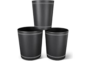 LADSTAG 3 Pack Black Round PU Leather Wastebasket,Trash Basket,Small Trash Can Wastepaper Baskets Garbage Can Container Bins for Bathrooms,Home Decorative,Offices,Kids Rooms,Bedroom (Black)