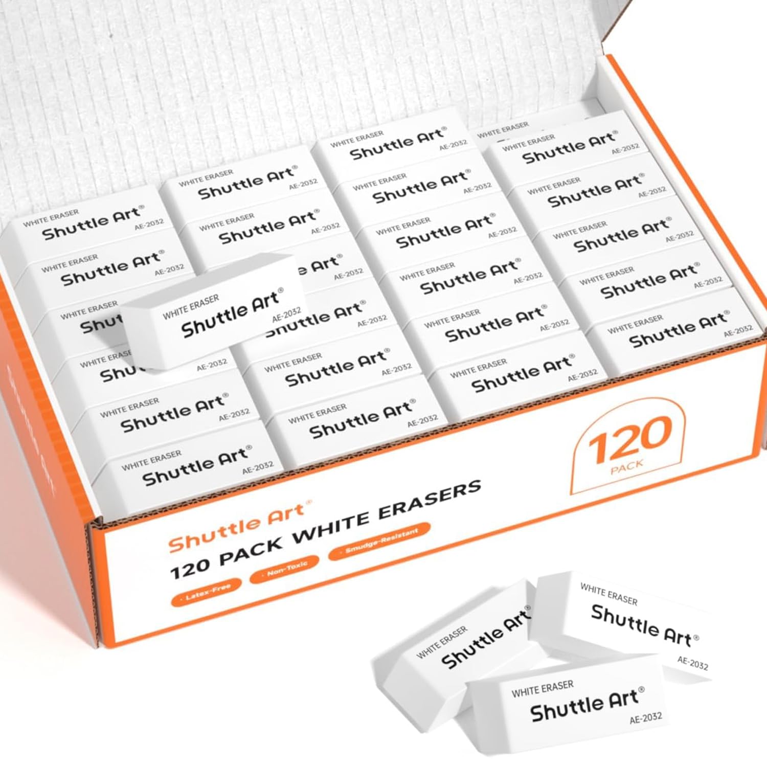Shuttle Art 120 Pack Erasers, Rubber Erasers Bulk Latex-Free Soft Erasers Multipack Set for Kids, Adults, Teachers as School, Office and Classroom Supplies