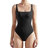 SUUKSESS Women Sexy Square Neck Thong Bodysuit Backless Sleeveless Tank Tops