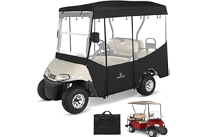 CHENGWEI Golf Cart Enclosures 4 Passenger 80“ Extended Roof for Ezgo RXV,600D Clear Rain Cover Driving Enclosure 4 Seater,Full Roll Up 4 Sided Transparent Windows&Door Heavy Duty Zipper,Side Mirrors Openings