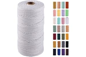 MAOQIAN White Macrame Cord 2mm x 220Yards,Colored Cotton Rope Colorful Cotton Cord Soft Craft Cord Twine for Wall Hanging Plant Hangers Crafts Decorative Projects