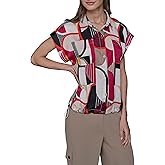 Karl Lagerfeld Womens Short Sleeve Collared Blouse